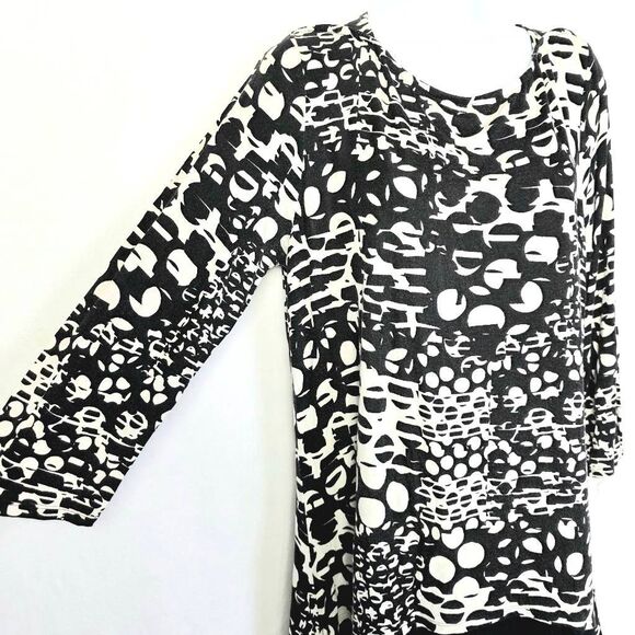Cupio Black White Abstract Print Tunic Top XL - Picture 3 of 7